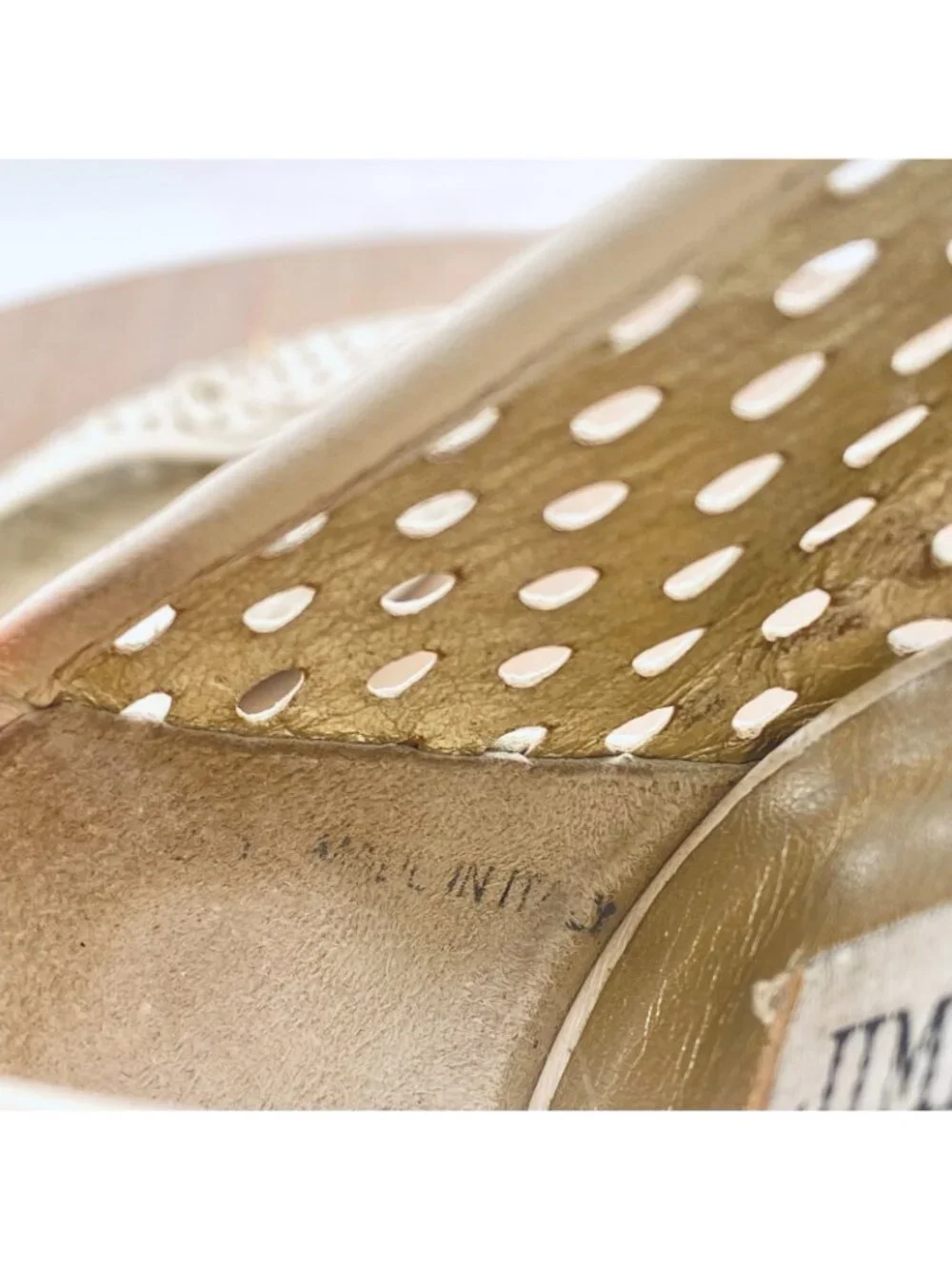 Jimmy Choo Shoes Womens 6 36 Cream Leather Perforated Ballet Flats Italy